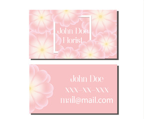 Business card design template. Vector flyer for florist, wedding events managment, flower shops and other