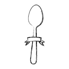 blurred silhouette cutlery spoon kitchen element vector illustration
