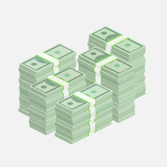 Stacks of one hundred dollar bills.