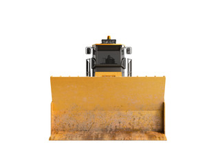 Yellow Bulldozer front 3d render no shadow