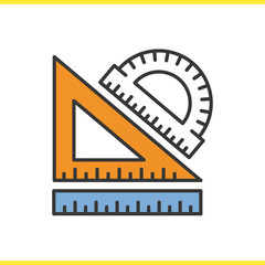 School rulers color icon