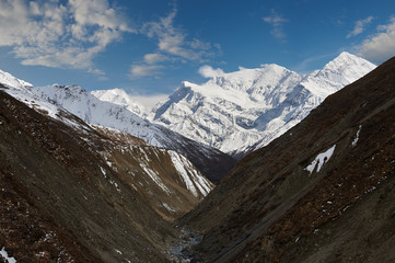 Fototapeta na wymiar Annapurna mountains in the Himalayas of Nepal.