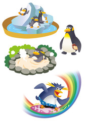 ペンギン、皇帝ペンギン、 イワトビペンギン、 アデリーペンギン