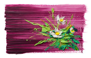 Oil painting flowers . Impressionist style.On a white background.