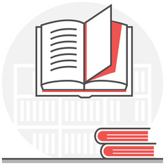 Library - Infographic Icon Elements from School Set. Flat Thin Line Icon Pictogram for Website and Mobile Application Graphics.