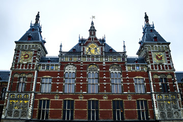 Amsterdam canals and typical houses