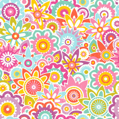 Seamless vector pattern with stylized flowers. Abstract floral background. EPS10 vector illustration. - 140483872