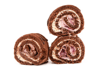 chocolate roll with cherries