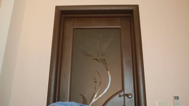 Maid doing cleaning in the bedroom