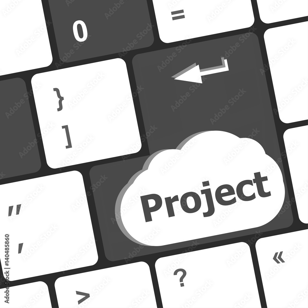 Poster future time concept with project key on computer keyboard