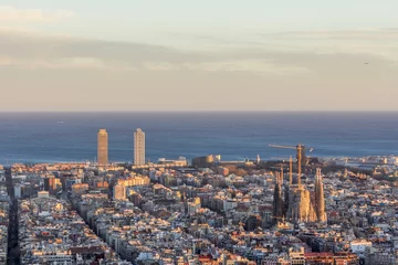 Wandaufkleber Barcelonas Stadtbild aus den Bunkern des Carmel © drmonochrome
