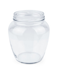 Empty glass jar isolated on a white background