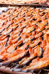 Obraz na płótnie Canvas row of dried catfish