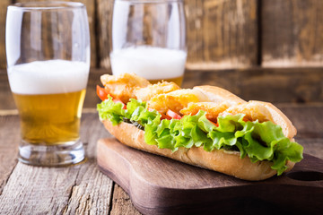 Homemade fried fish sandwich