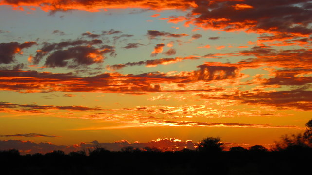red sky sunset in the outback of Australia