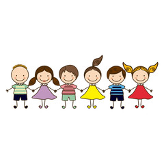 colorful front view group cartoon children vector illustration