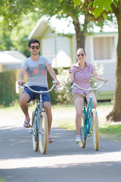 holiday makers riding bikes