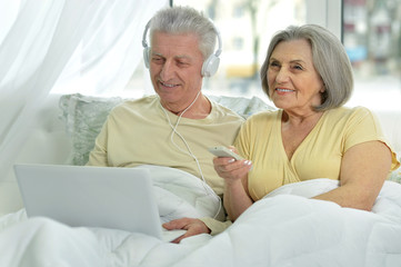 Elderly couple with a laptop