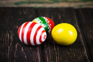 Colorful easter eggs close up