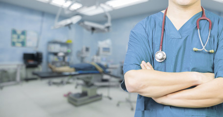 Surgical,Surgeons,male doctor, working with Monitoring of patient in surgical operating room,in hospital. success with operating concept,stethoscope,medical,concept,on white background,selective focus