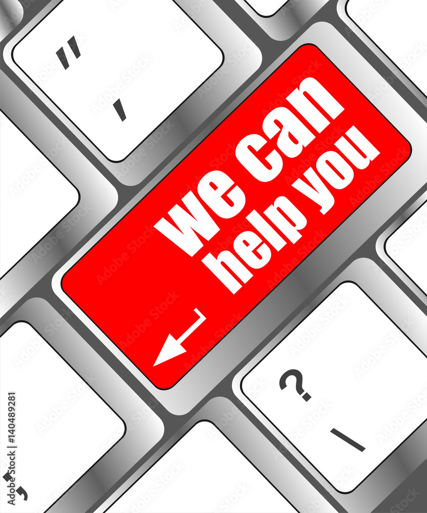 Aufkleber we can help you word on computer keyboard key