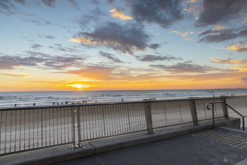 Fototapeta na wymiar Colourful beach sunrise at Surfers Paradise, Gold Coast