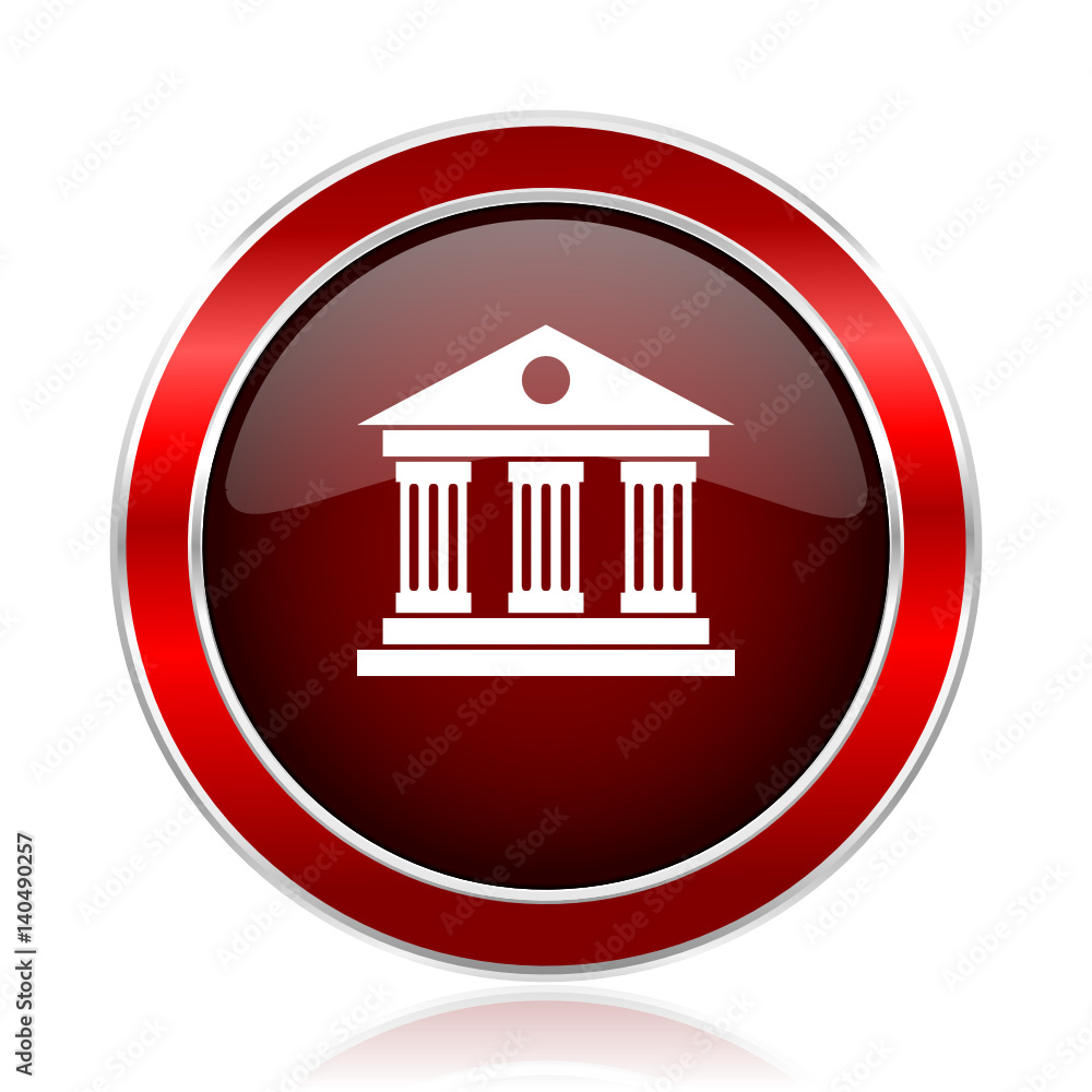 Poster Museum red round glossy vector web icon circle modern design chrome metal border abstract sign for smartphone applications