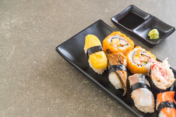 Set of sushi and maki roll