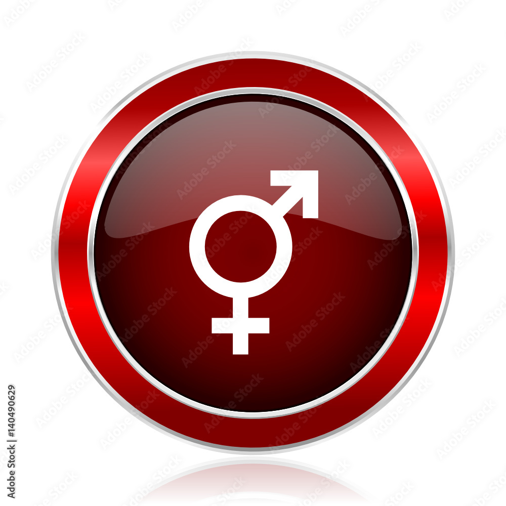 Aufkleber sex red round glossy metallic web and smartphone vector icon isolated on white background.