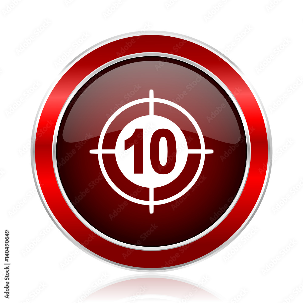 Aufkleber Target red round glossy metallic web and smartphone vector icon isolated on white background.    
