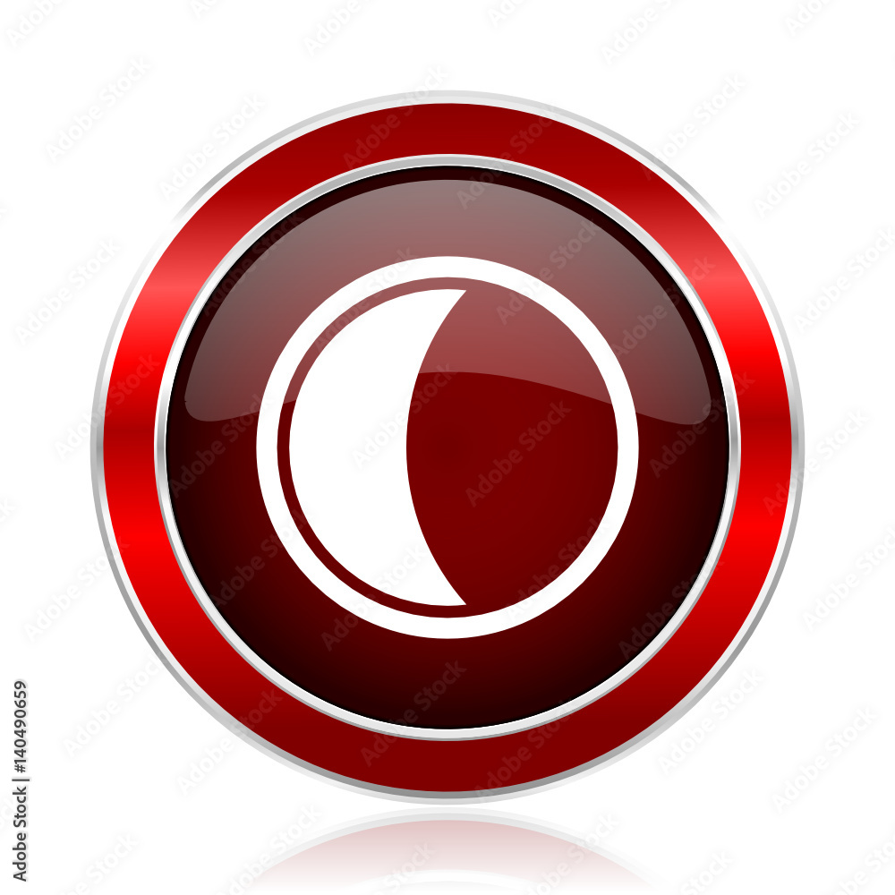 Poster Moon red round glossy metallic web and smartphone vector icon isolated on white background.    
