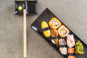 Set of sushi and maki roll