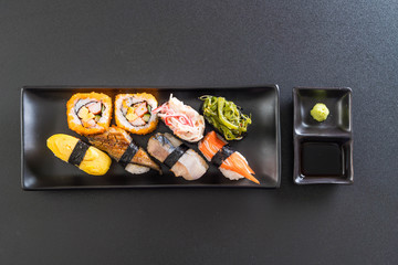 Set of sushi and maki roll