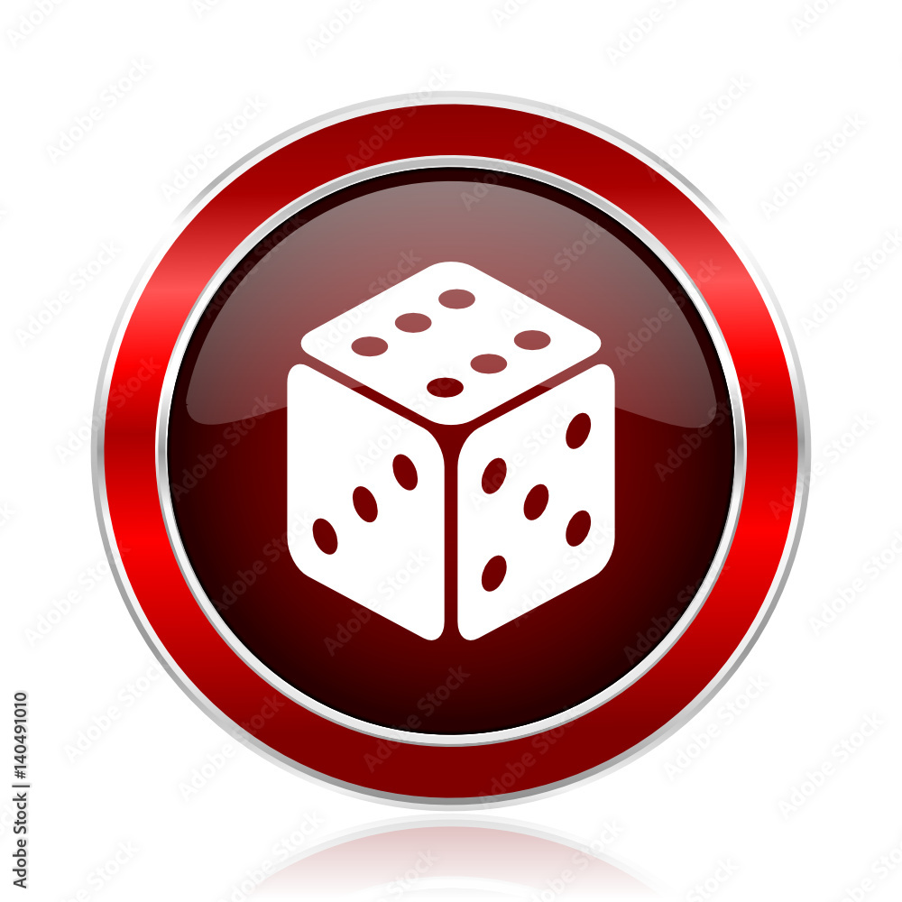 Aufkleber game red round glossy metallic web and smartphone vector icon isolated on white background.