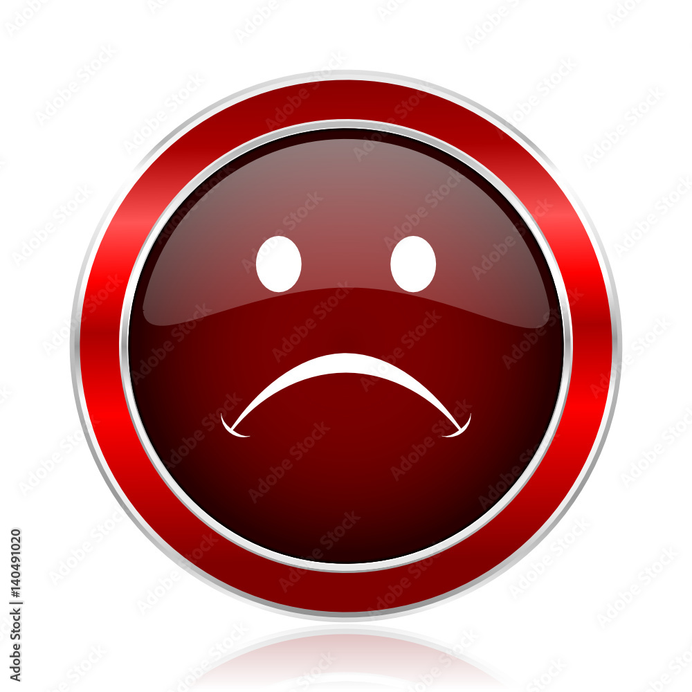 Poster cry red round glossy metallic web and smartphone vector icon isolated on white background.
