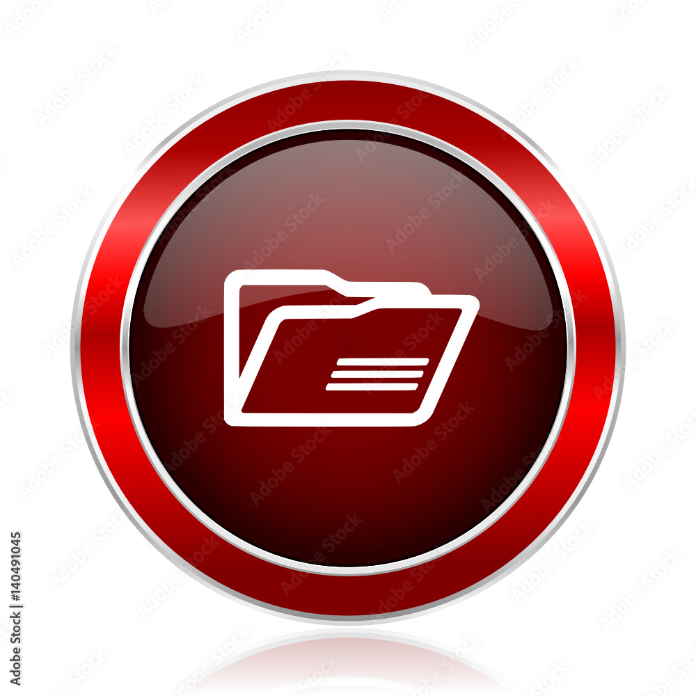 Aufkleber Folder red round glossy metallic web and smartphone vector icon isolated on white background.             
