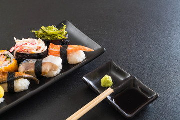 Set of sushi and maki roll