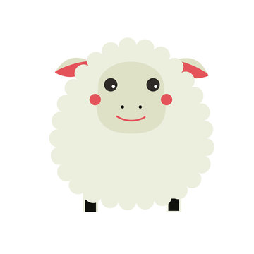 Cute sheep cahracter. Lamb. Children style, isolated design element, vector illustration.