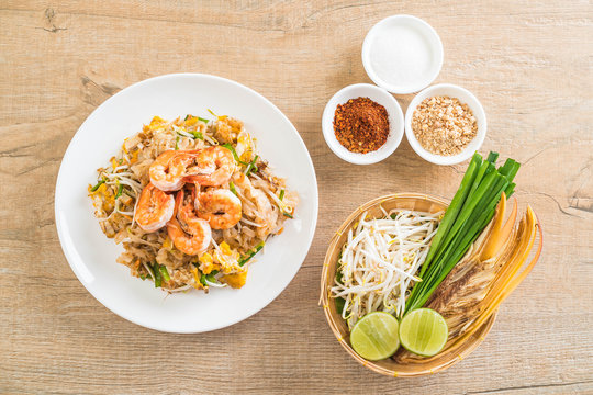 Thai Fried Noodles "Pad Thai" with shrimps