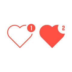 red hearts icons like notification
