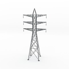 Power transmission tower. 3D rendering illustration. - obrazy, fototapety, plakaty