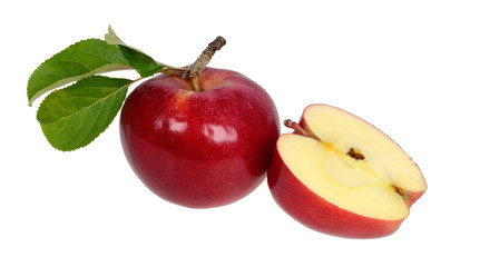 red apple and a part of an apple