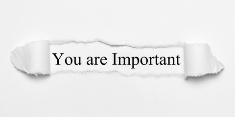 You are Important on white torn paper