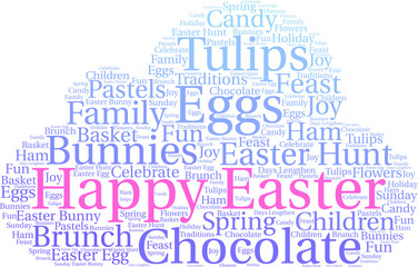 Obraz premium Happy Easter Word Cloud on a white background. 