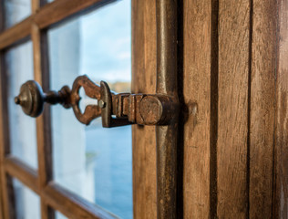 Antique door latch wooden