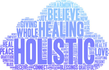 Obraz premium Holistic Word Cloud on a white background. 