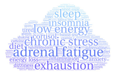 Obraz premium Adrenal Fatigue Word Cloud on a white background. 