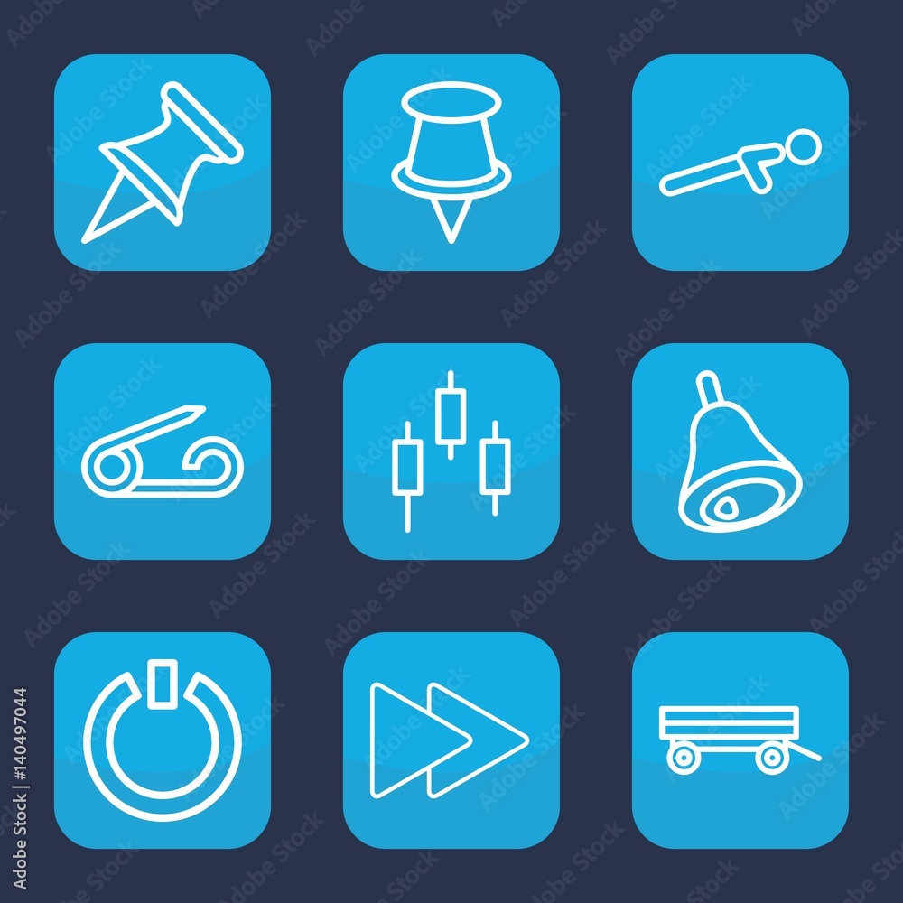 Poster set of 9 outline push icons