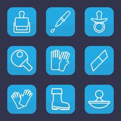 Set of 9 outline rubber icons