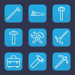 Set of 9 outline hammer icons